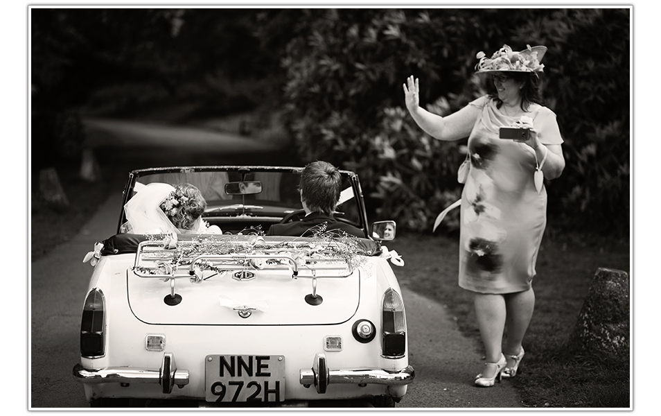 MG Midget wedding